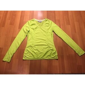 Athleta Long Sleeve Top Shirt Runched Designs Neon Colored Thumbholes Vented